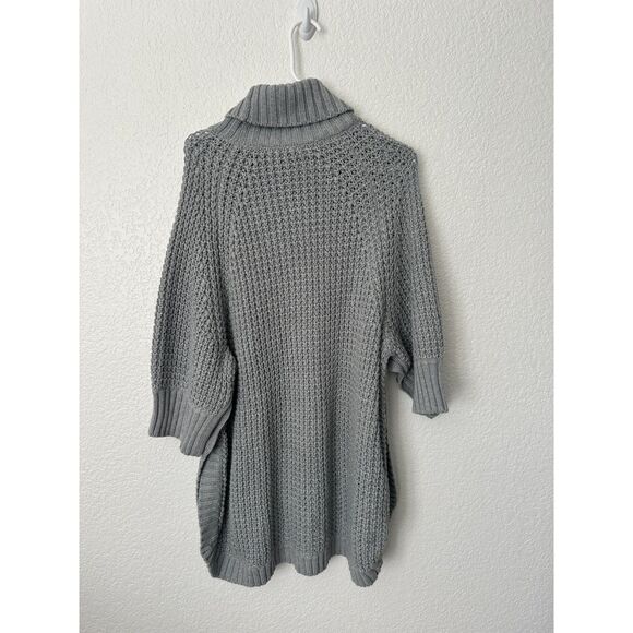 J. Crew Womans Medium Gray Button-Sleeve Turtleneck Poncho Sweater - Picture 4 of 8